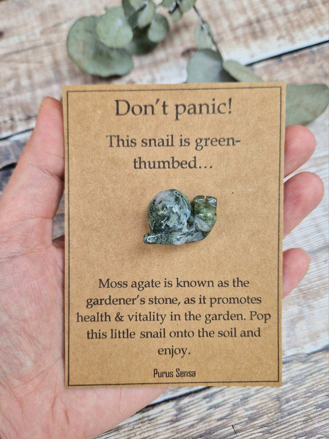 Unique Moss agate crystal gardeners gift