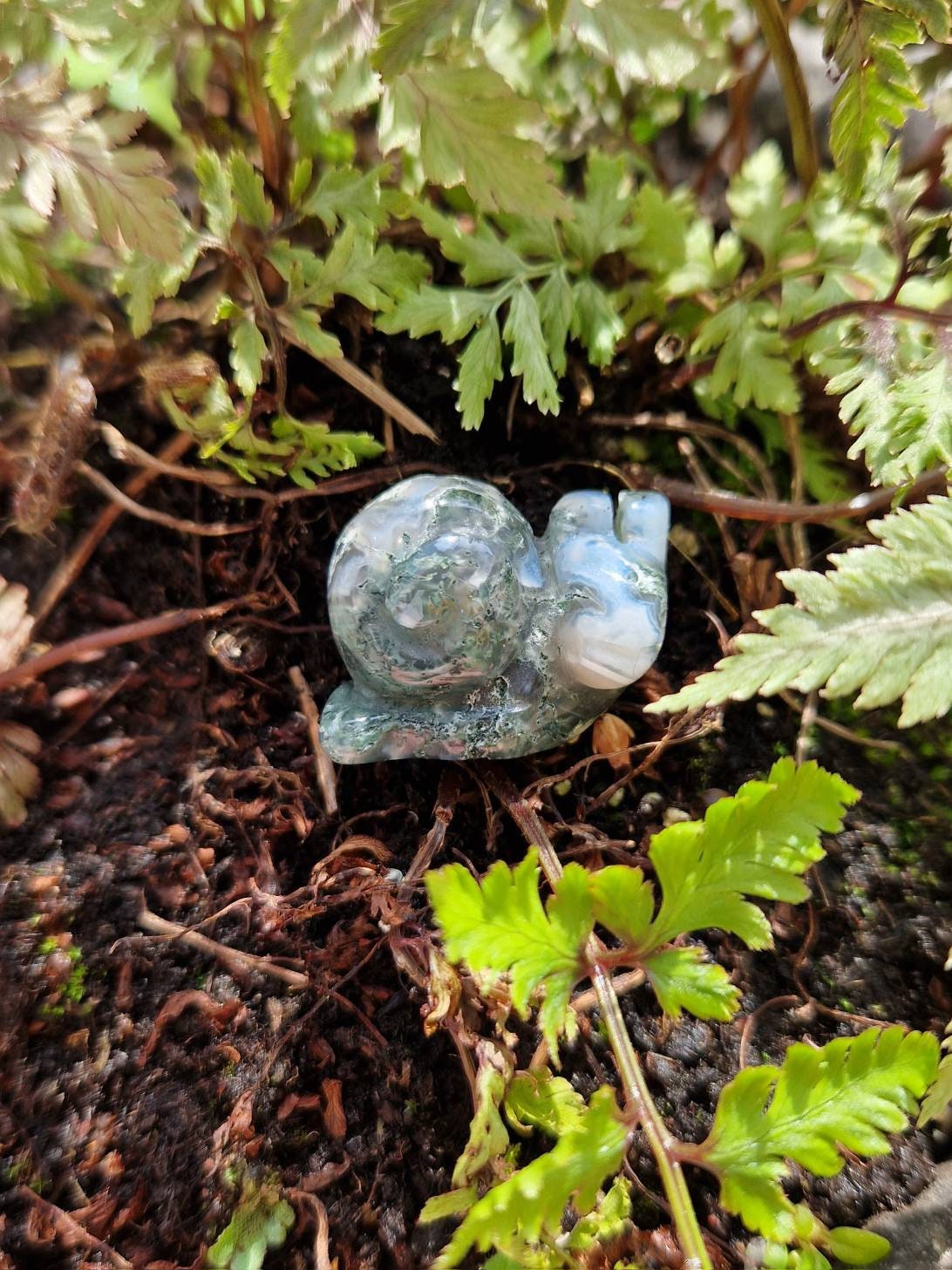 Unique Moss agate crystal gardeners gift