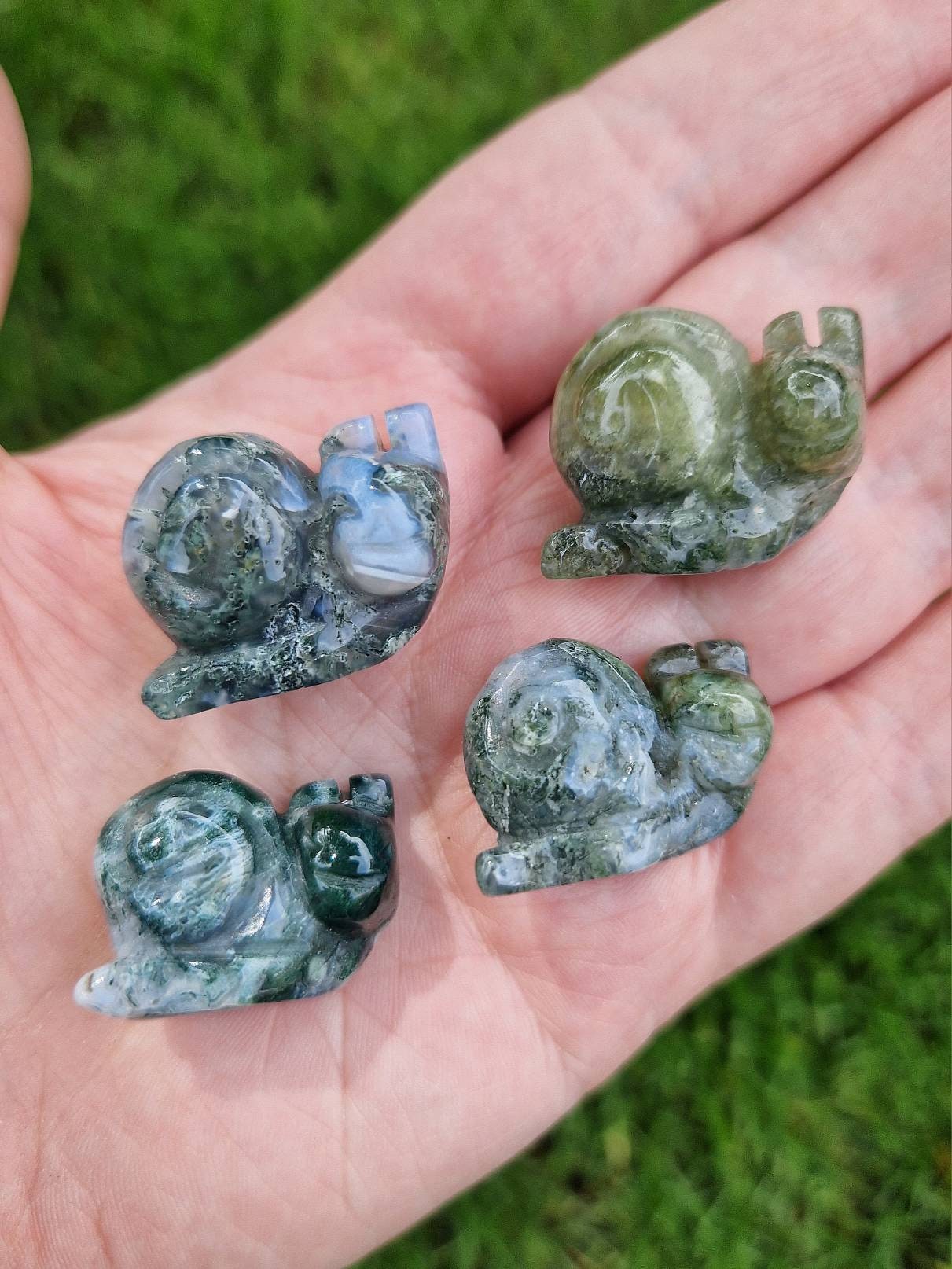 Unique Moss agate crystal gardeners gift