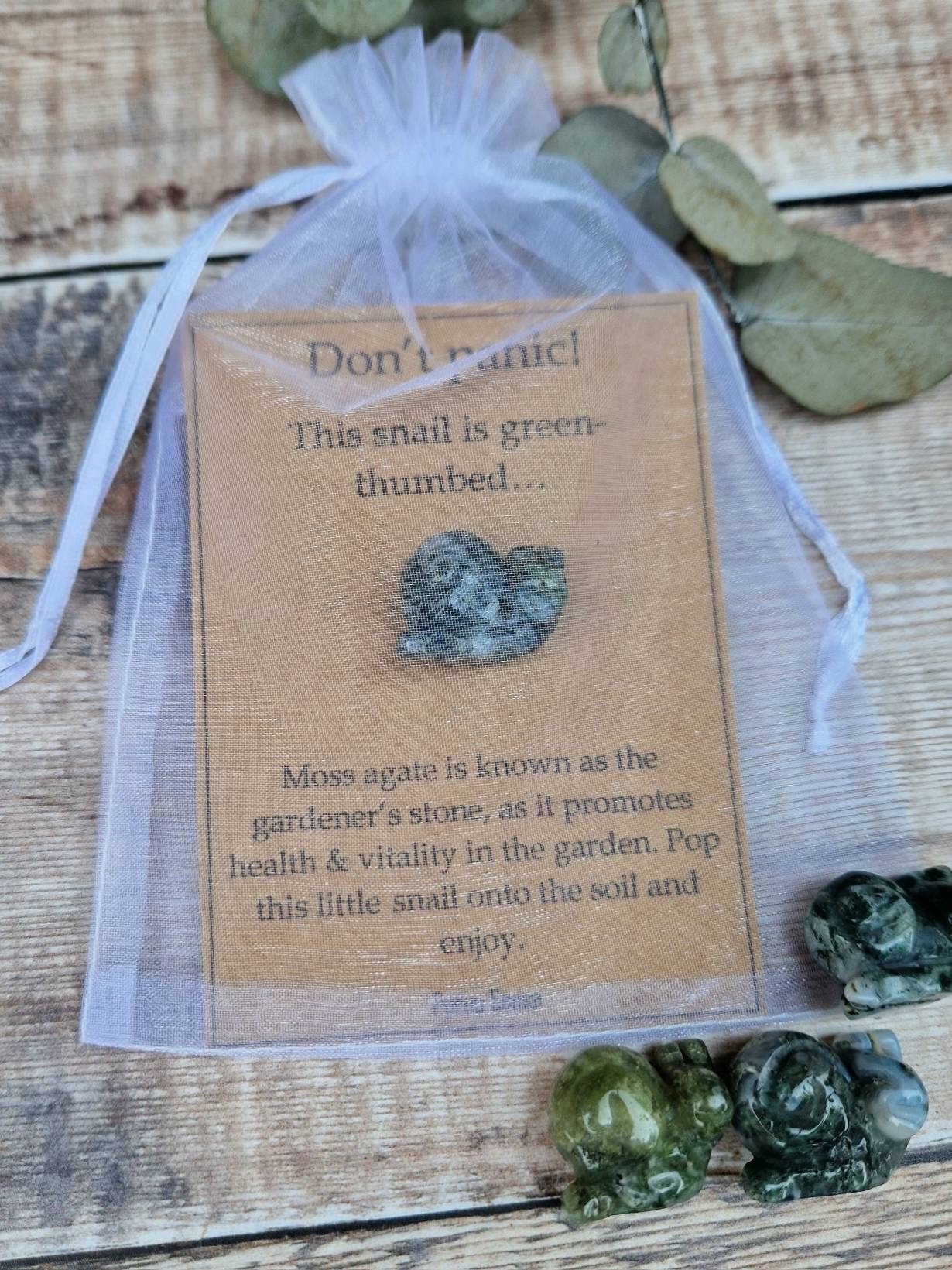 Unique Moss agate crystal gardeners gift