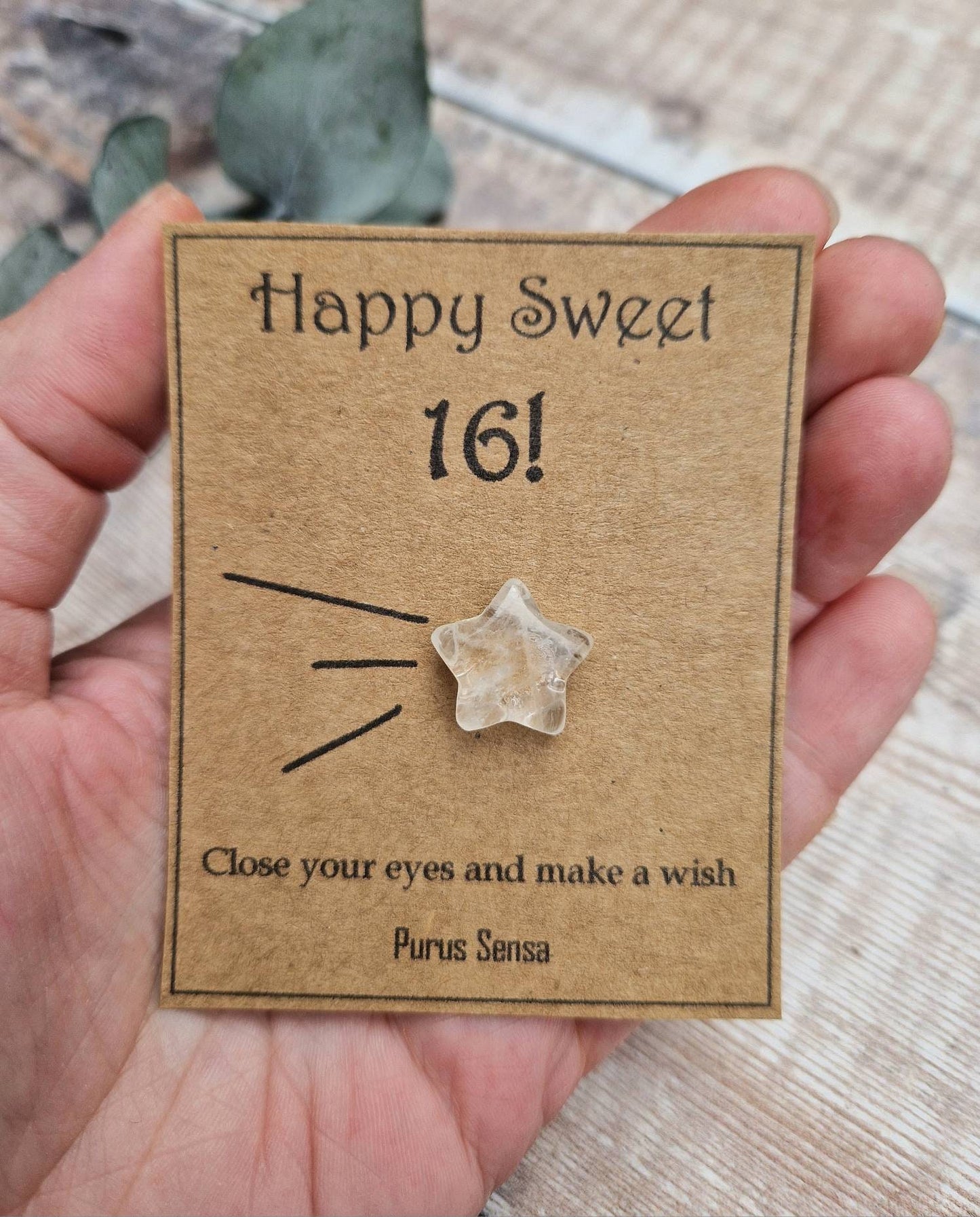 Happy sweet 16th birthday clear quartz crystal stargift.