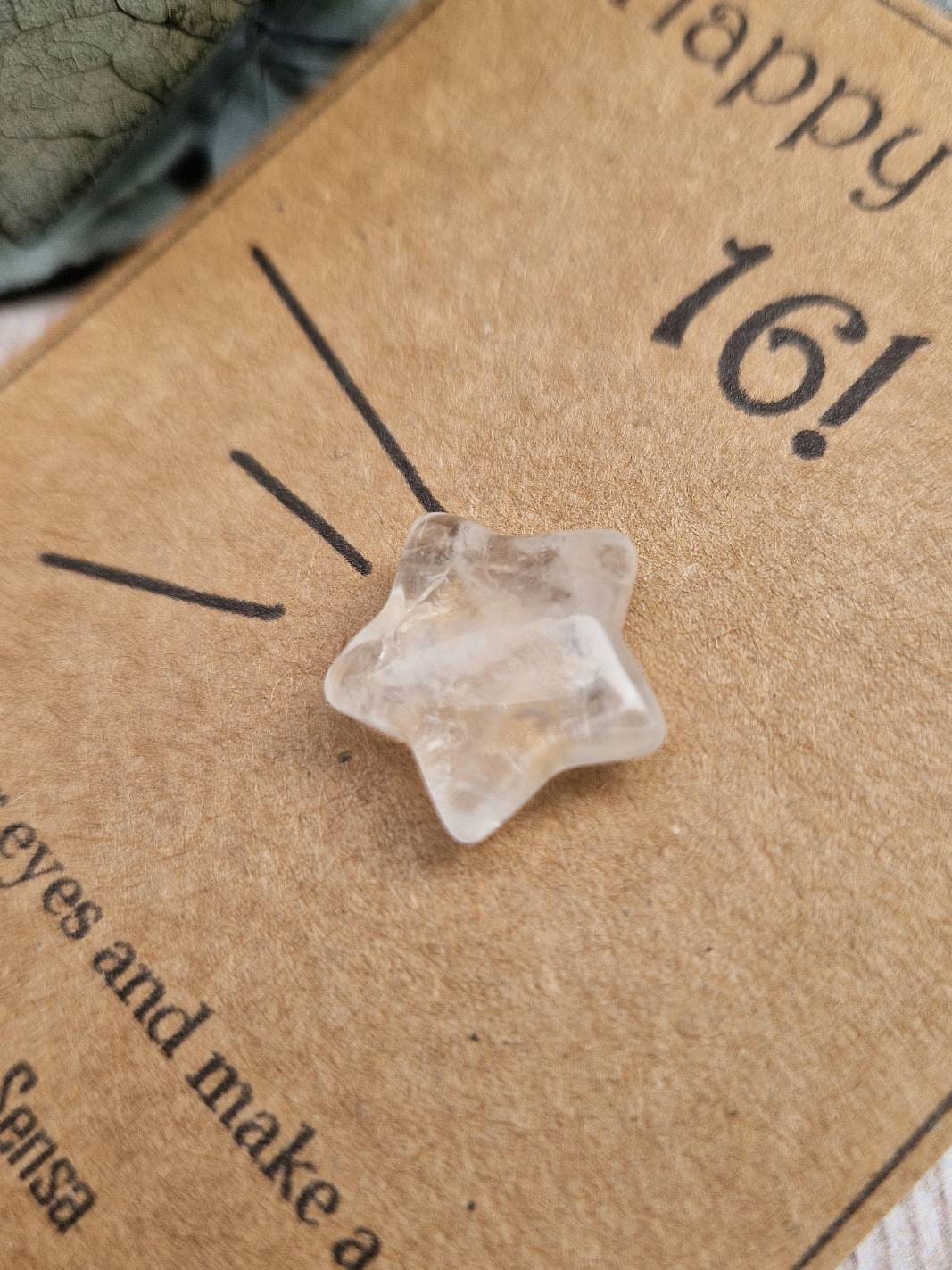 Happy sweet 16th birthday clear quartz crystal stargift.