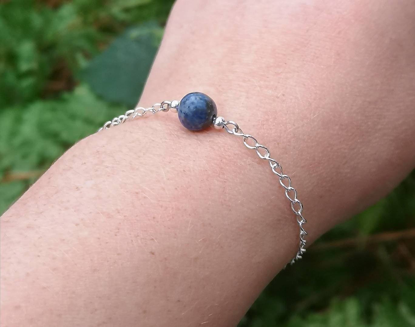 Genuine Crystal Silver Chain Bracelet on Descriptive Card