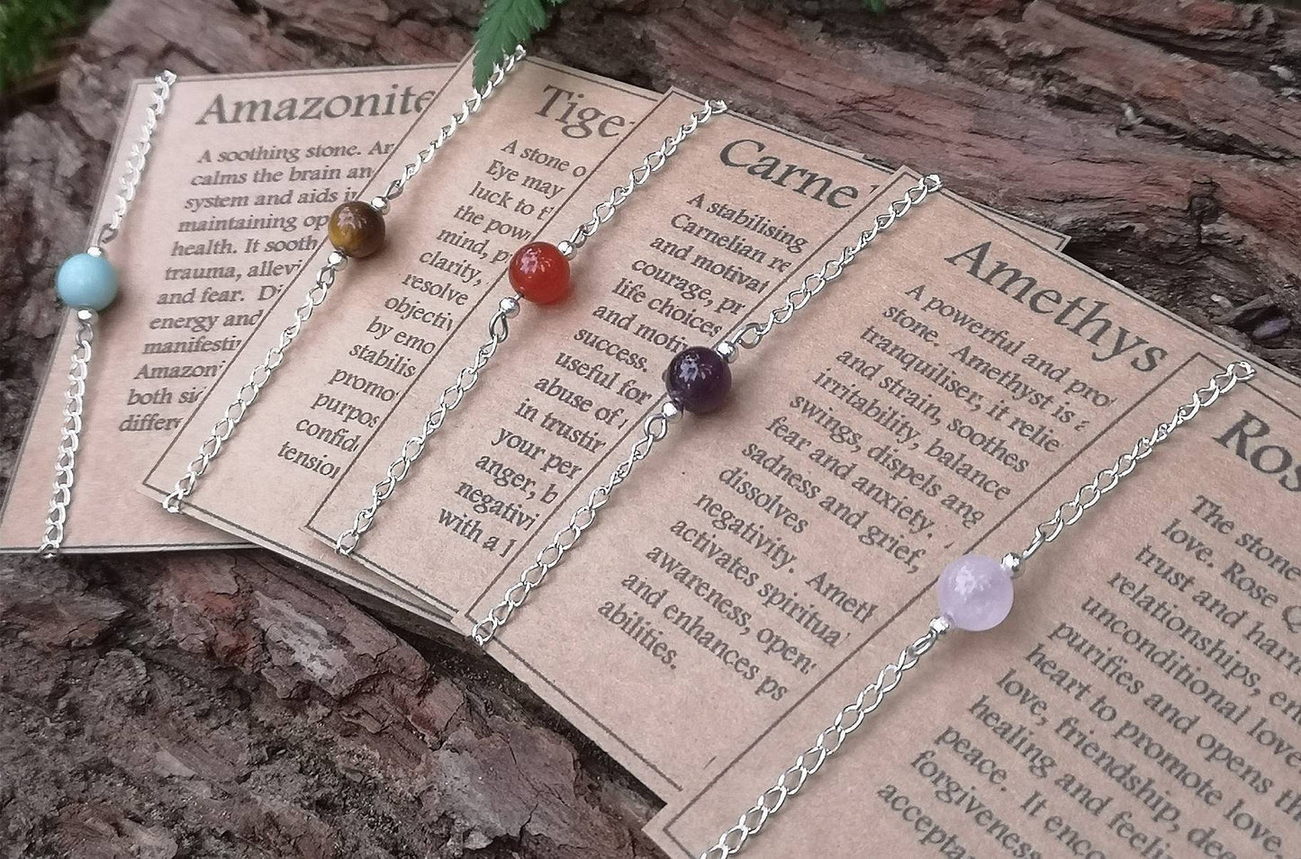Genuine Crystal Silver Chain Bracelet on Descriptive Card