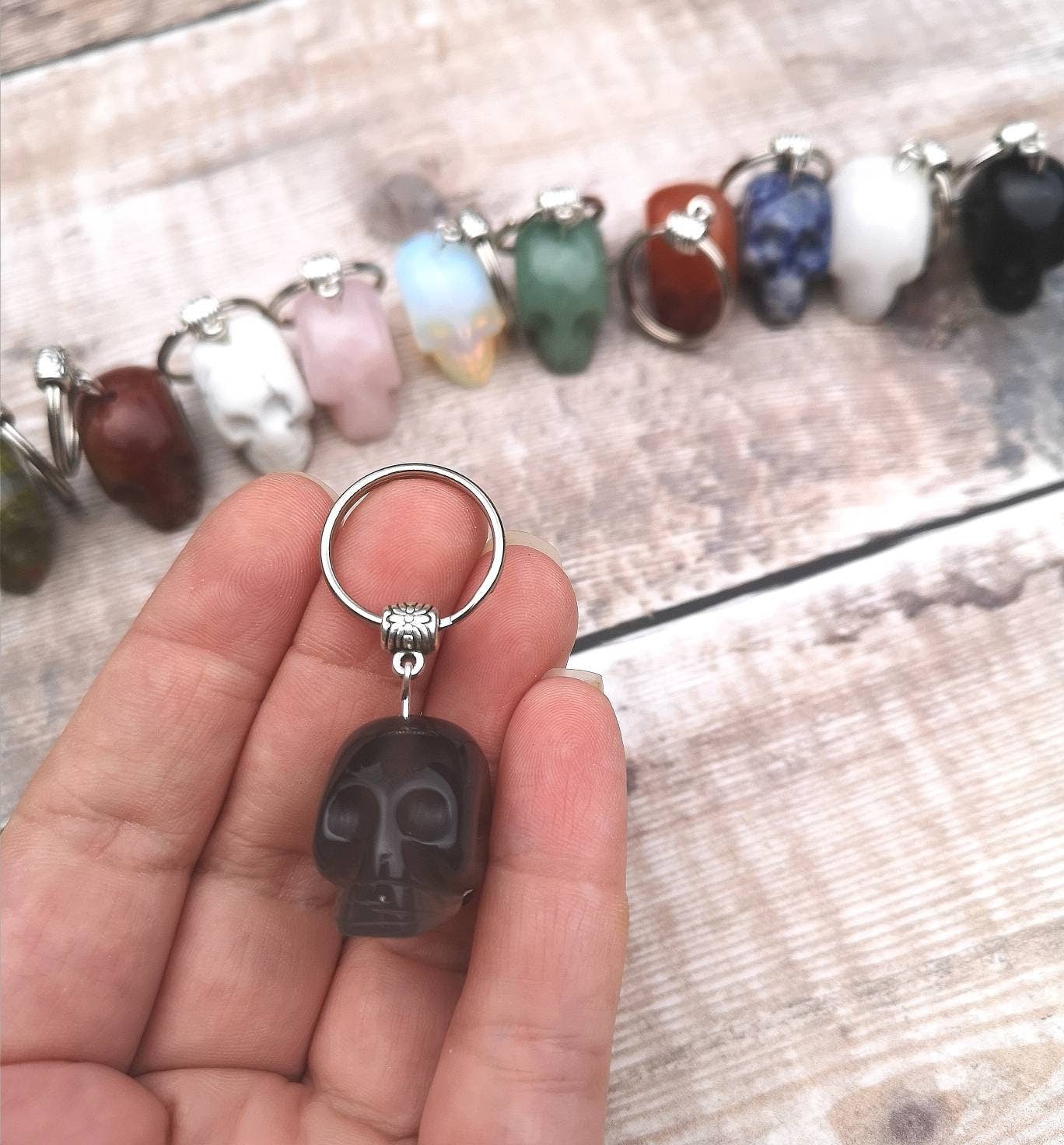 Mini Crystal skull keyring
