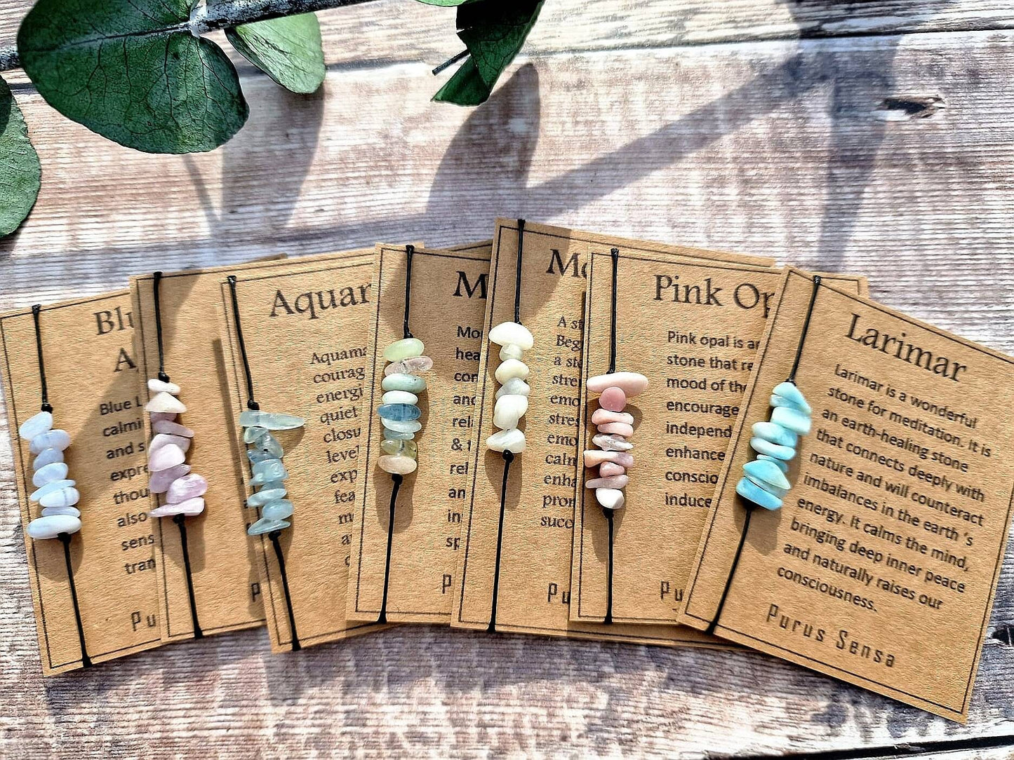 Minimalistic adjustable cord bracelet on Descriptive Card