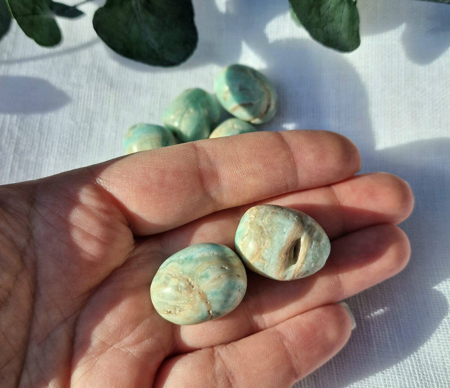 High quality Premium grade Blue aragonite Caribbean calcite tumble Stone