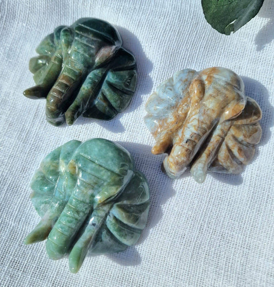 Unique ocean jasper Elephant crystal carving