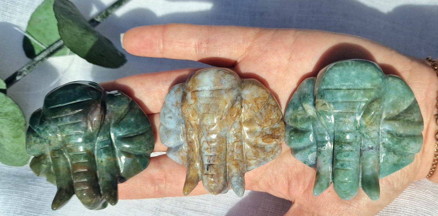 Unique ocean jasper Elephant crystal carving