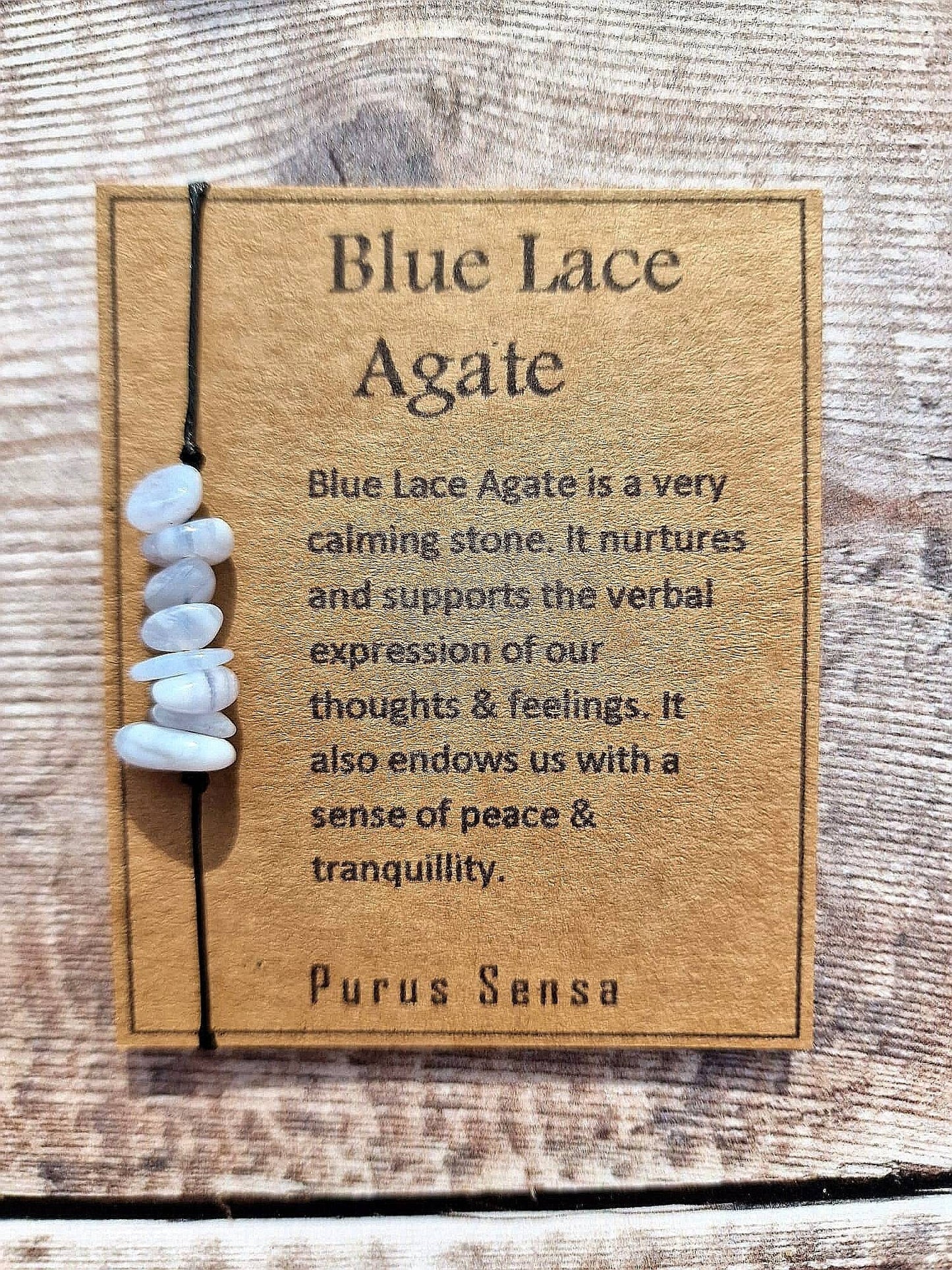 Minimalistic adjustable cord bracelet on Descriptive Card