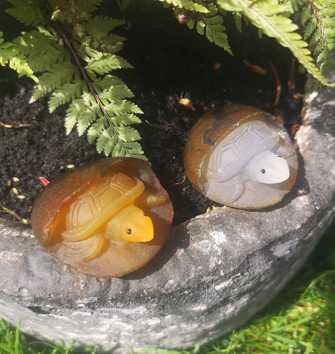 Unique Cute agate turtle carving