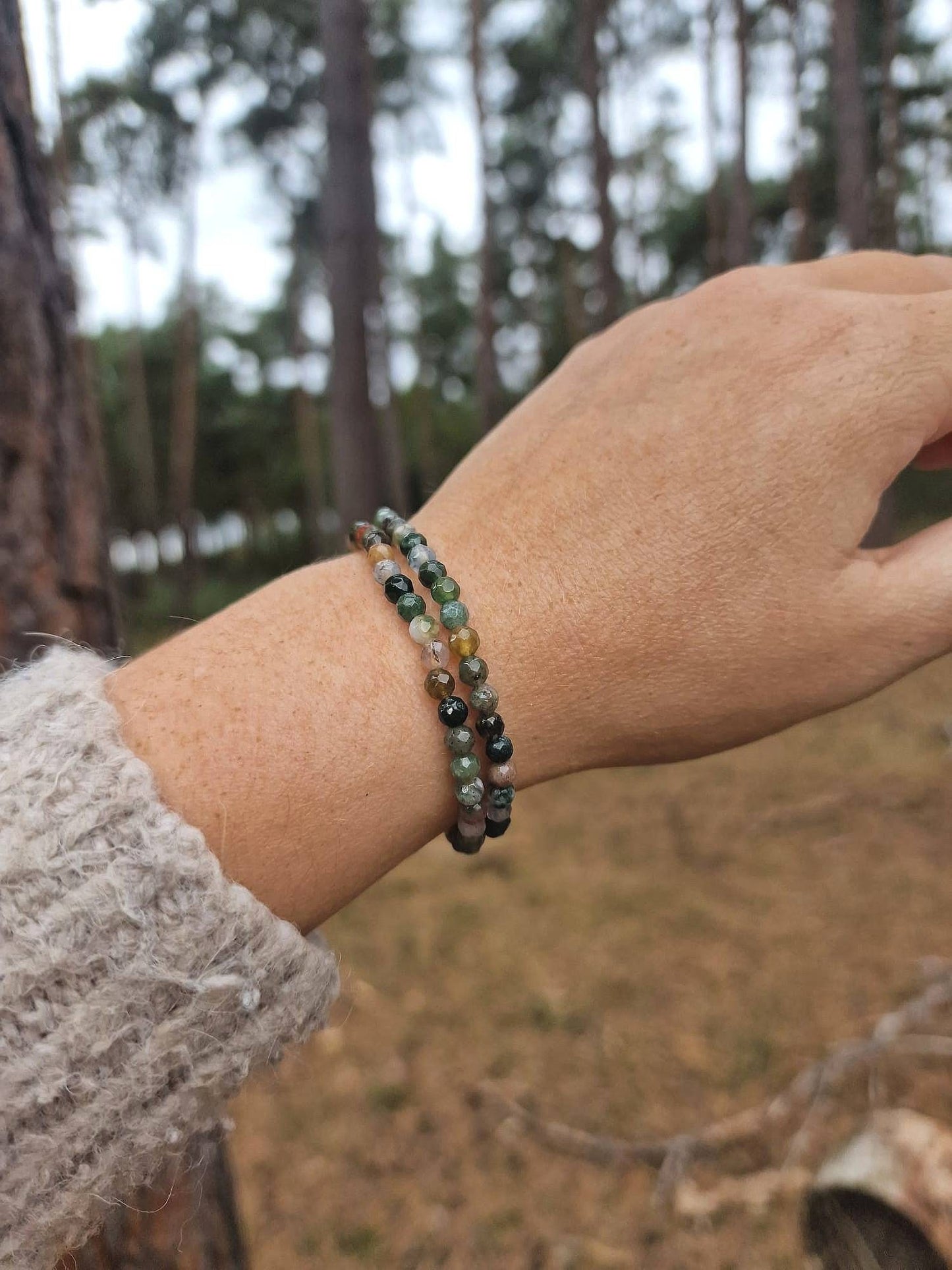 4mm Minimalist Indian Agate beaded bracelet