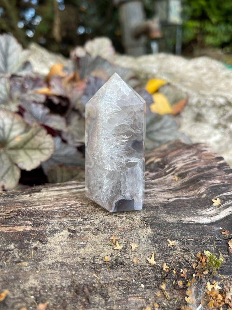 Premium AAA quality black flower agate tower from Madagascar