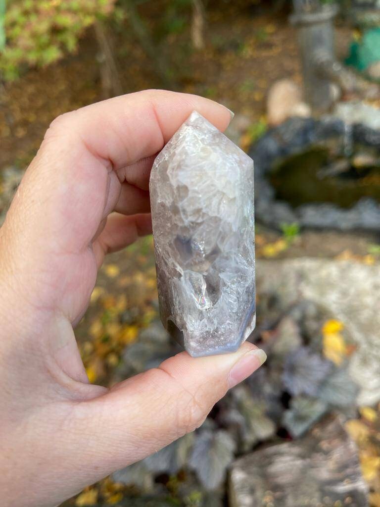 Premium AAA quality black flower agate tower from Madagascar
