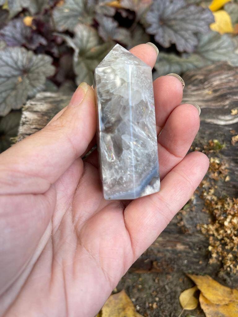 Premium AAA quality black flower agate tower from Madagascar