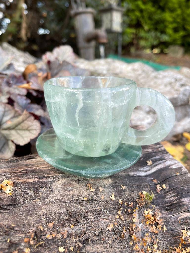 Premium quality Green fluorite cup and saucer set