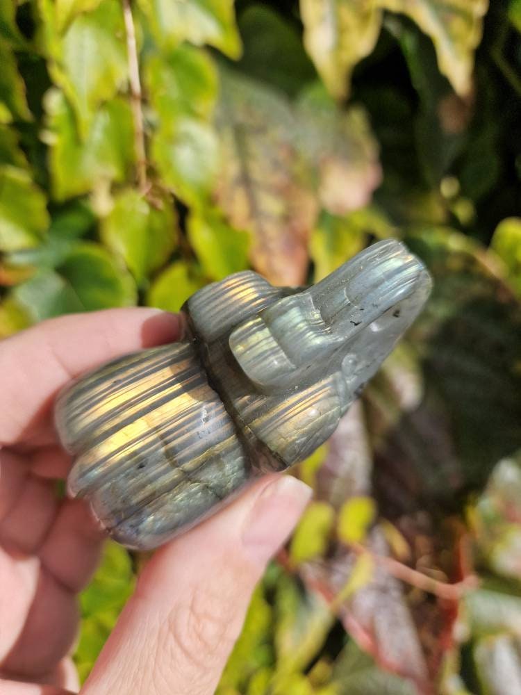 Beautiful flashy labradorite elephant carving