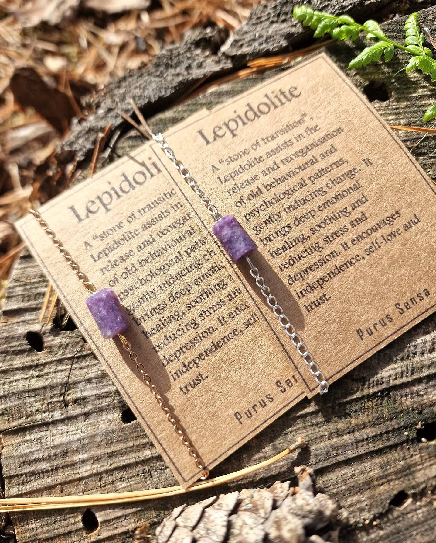 Beautiful lepidolite Silver or gold chain Bracelet