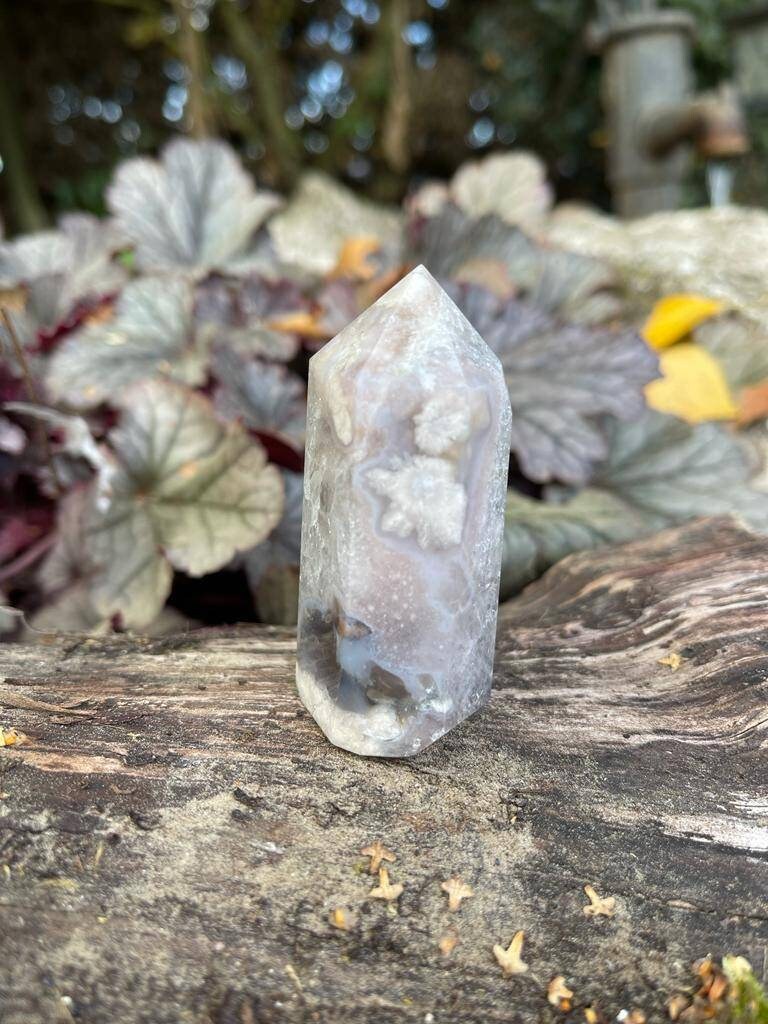 Premium AAA quality black flower agate tower from Madagascar