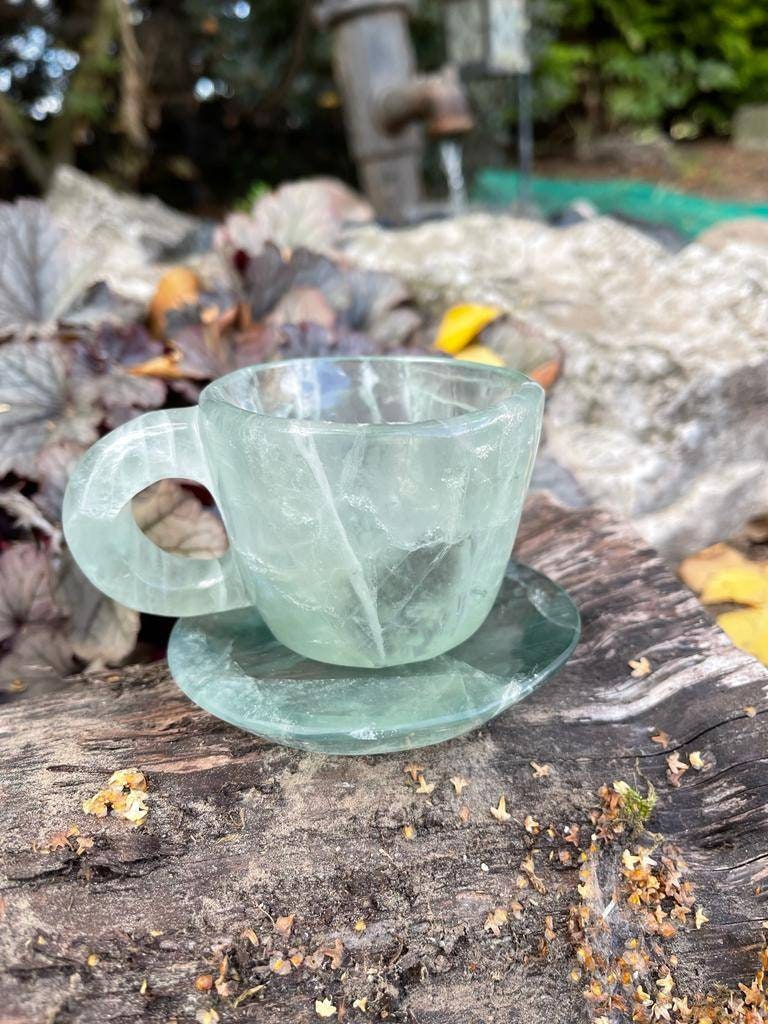 Premium quality Green fluorite cup and saucer set