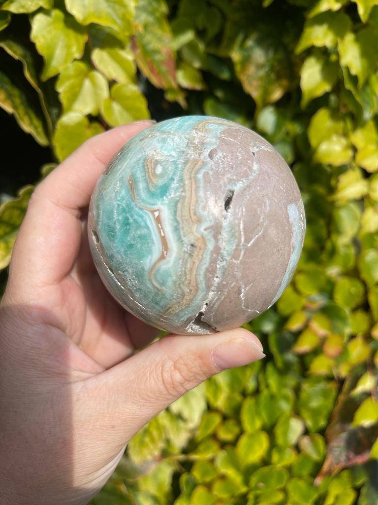 Beautiful large blue aragonite sphere from Indonesia 400g