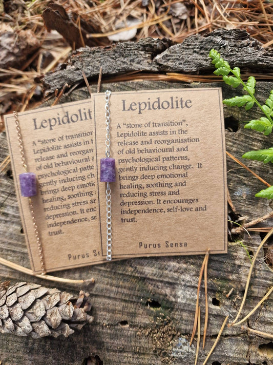 Beautiful lepidolite Silver or gold chain Bracelet