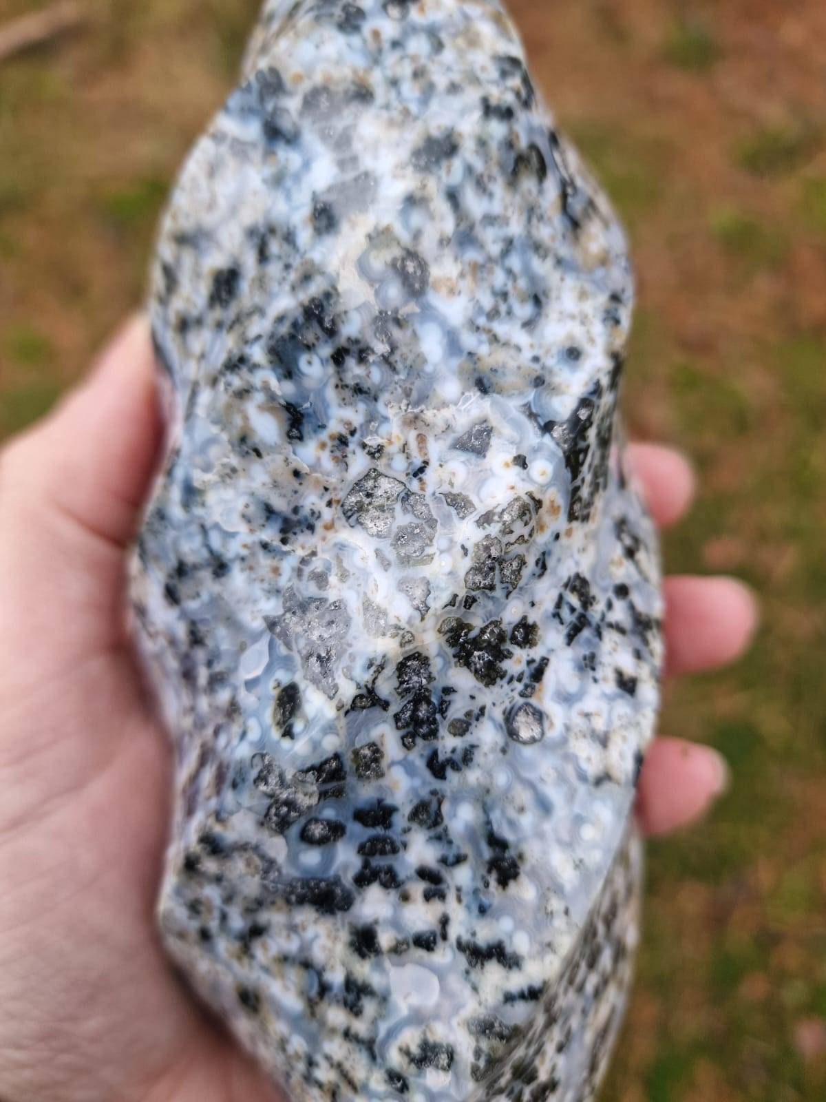 Rare Beautiful large ocean jasper orbicular freeform flame 1.04kg 18cm