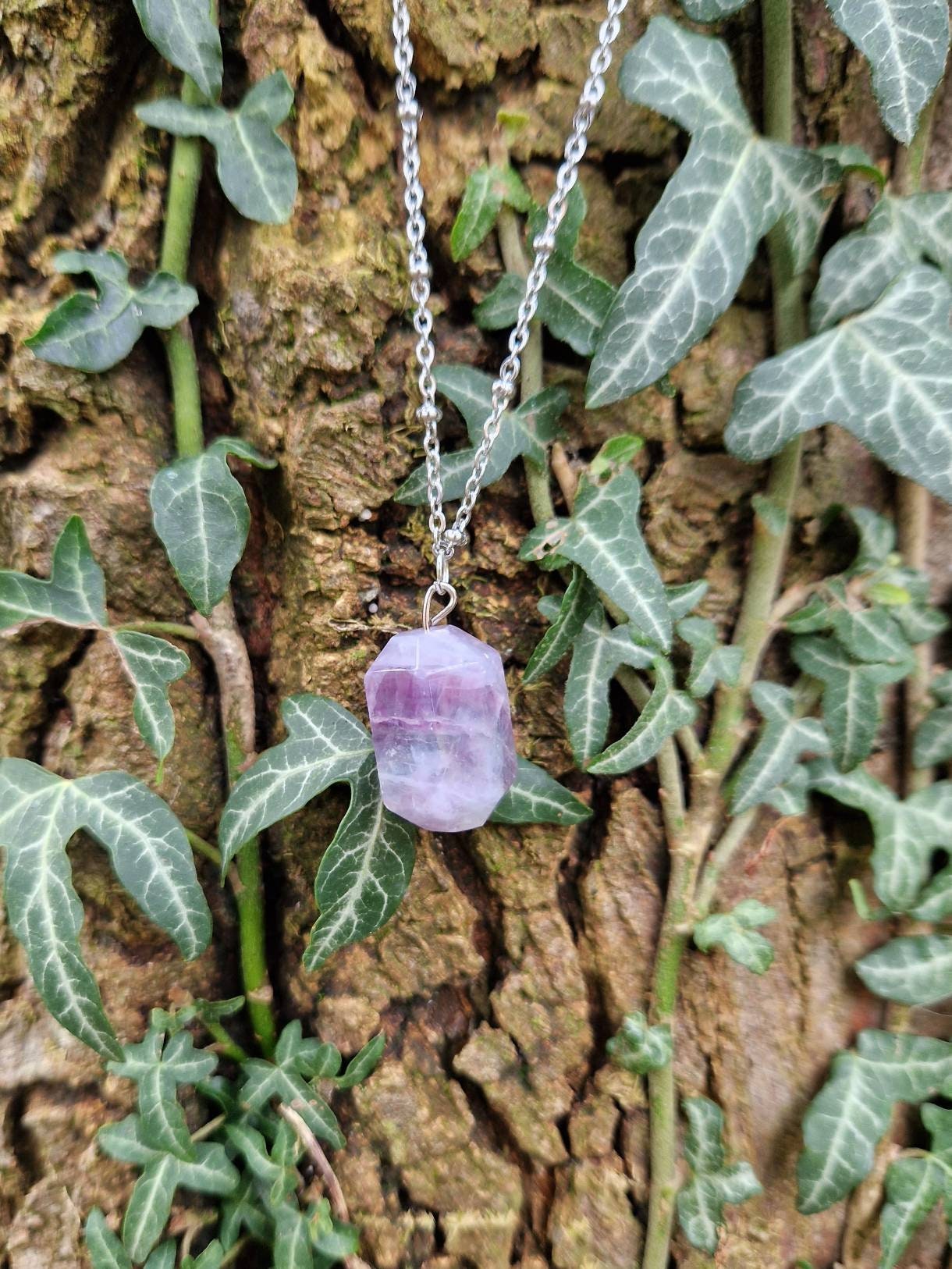 Beautiful rainbow fluorite pendant necklace.