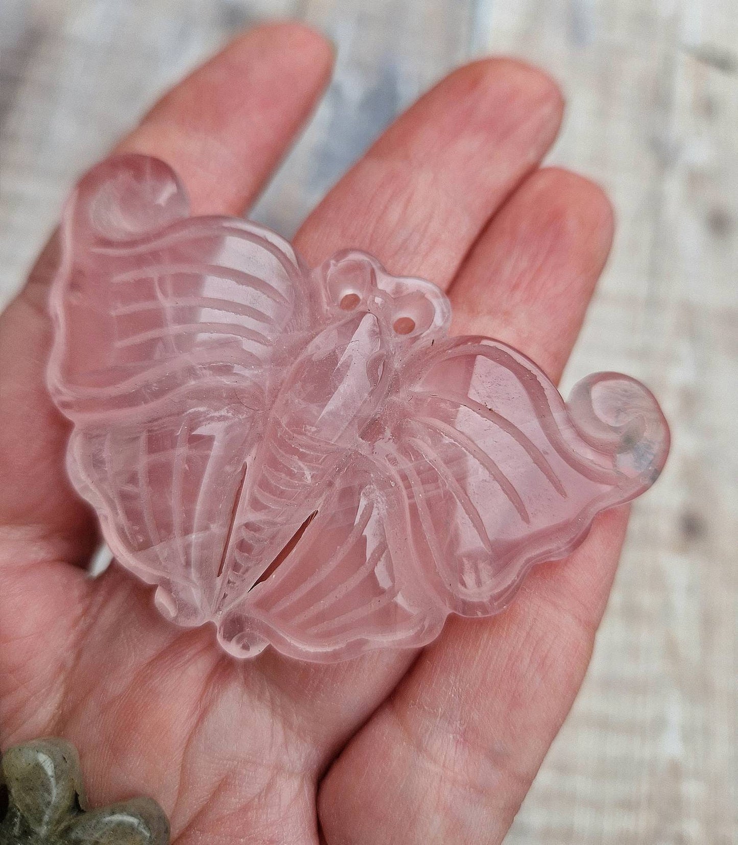 Premium quality crystal butterfly carving Rose quartz, Labradorite butterfly.