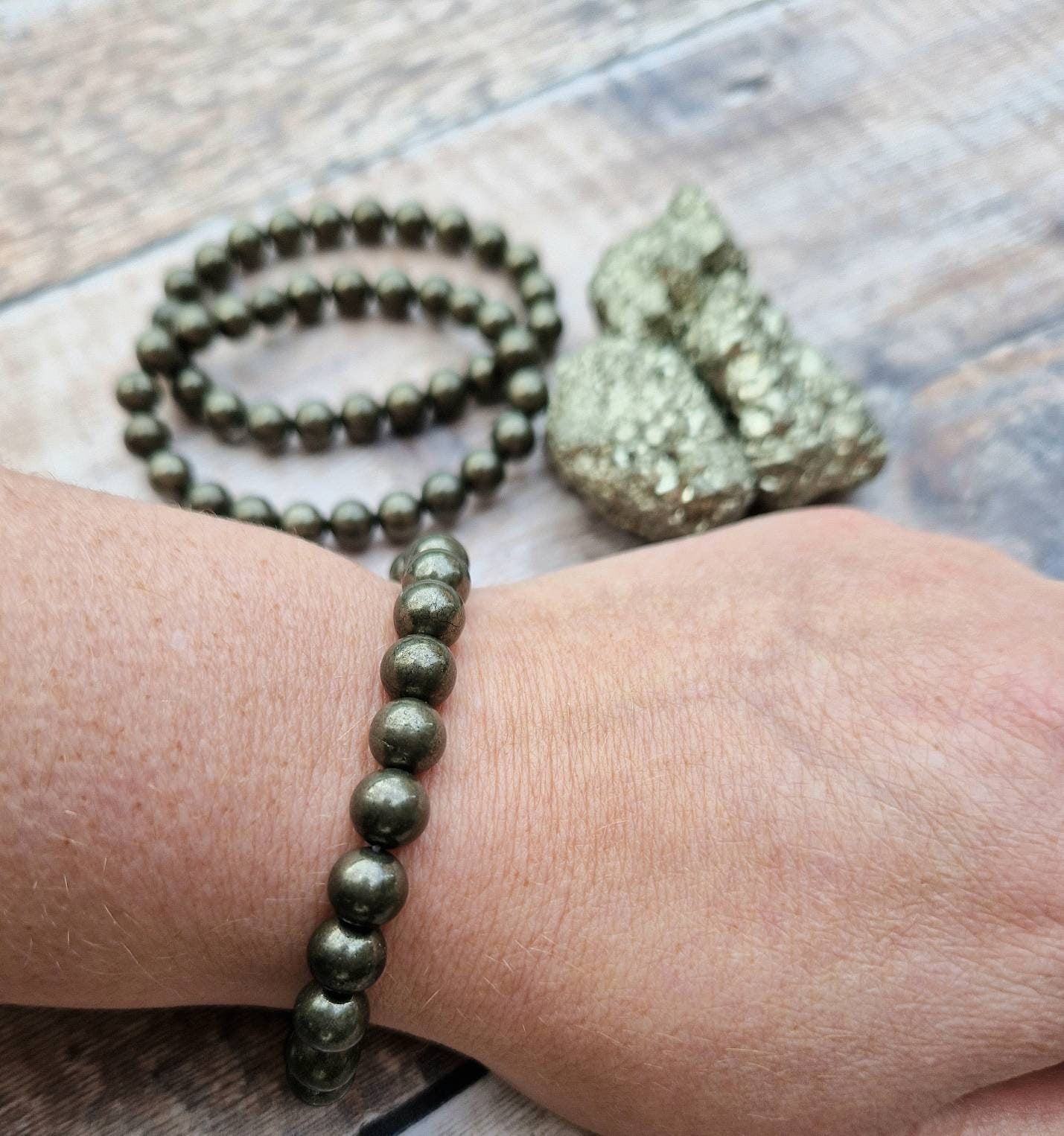 8mm Pyrite beaded Pyrite bracelet