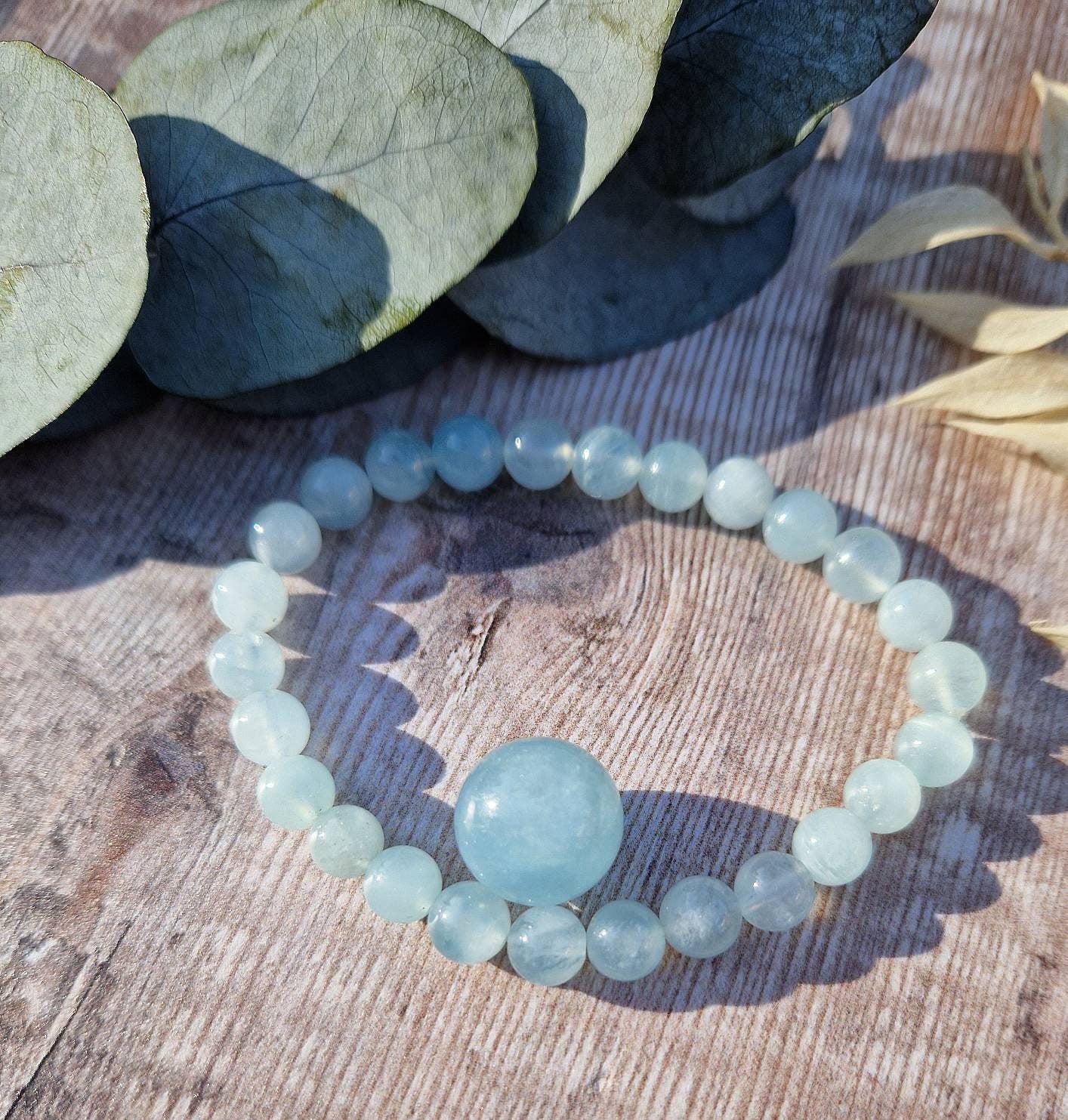 Beautiful aquamarine bracelet and mini sphere set