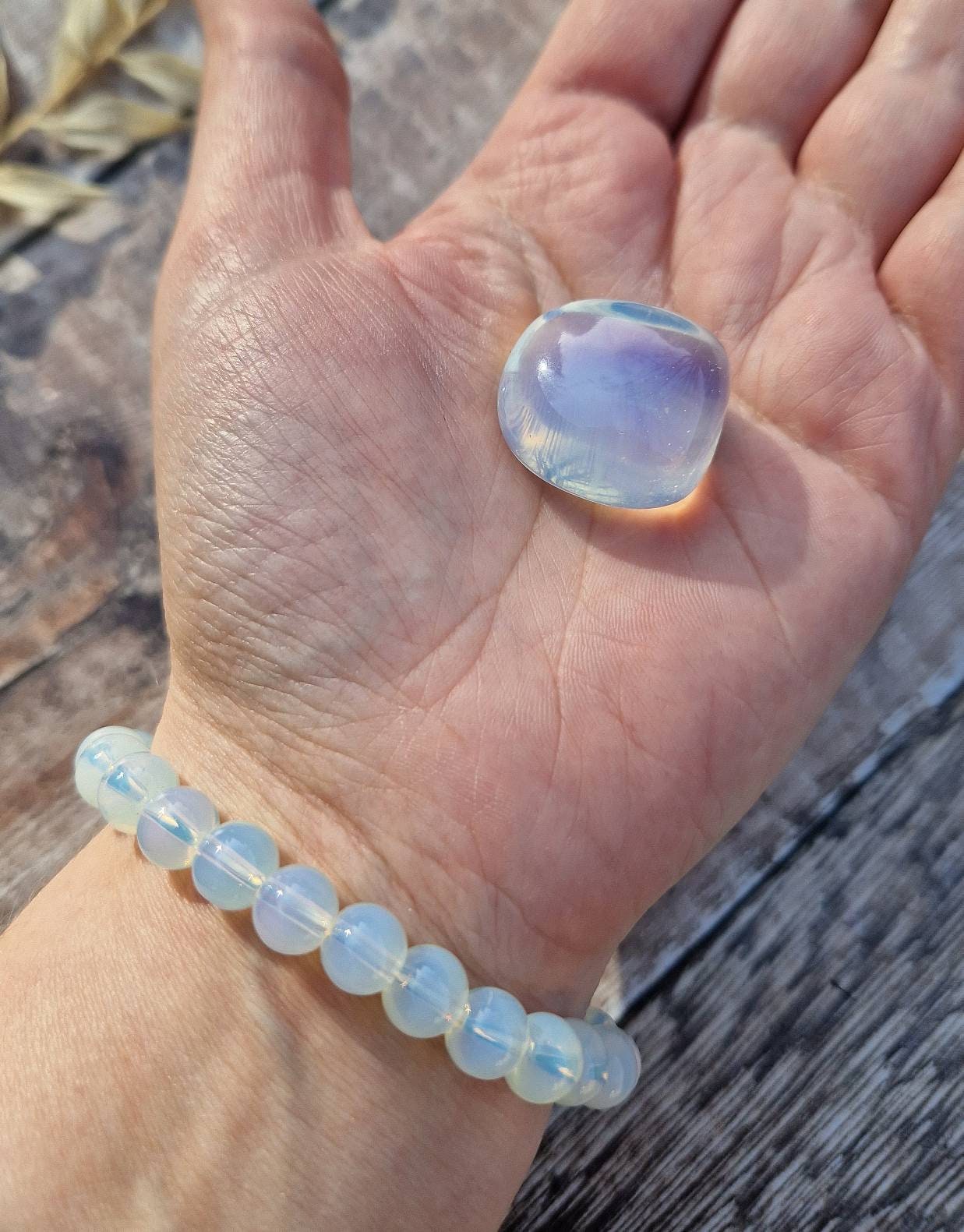 Beautiful opalite bracelet and tumble stone set