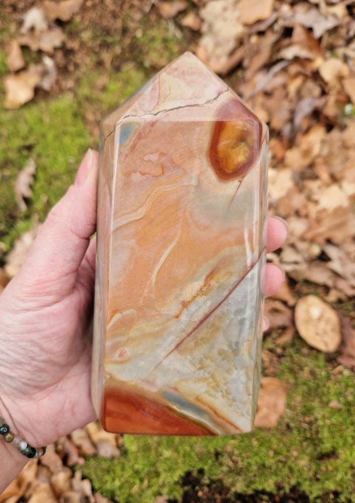 XL beautiful polychrome jasper tower. 785g 150mm