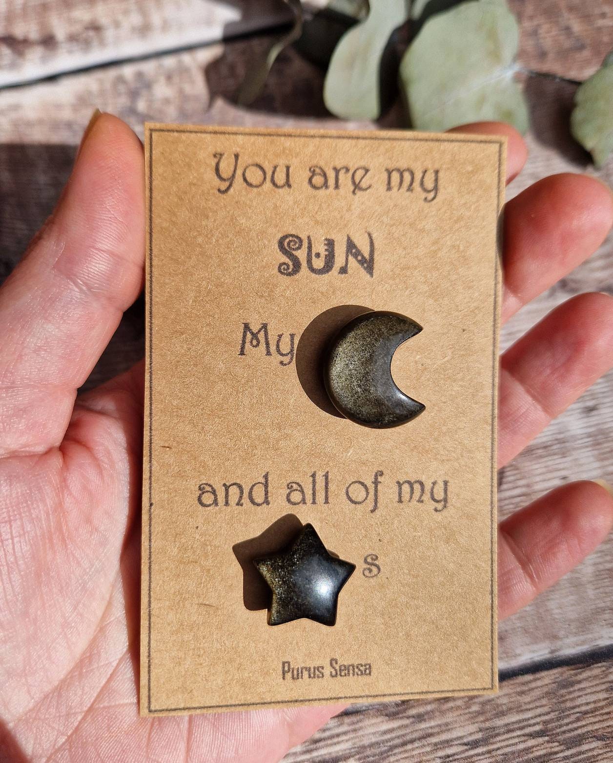 Obsidian sun, moon and stars crystal gift