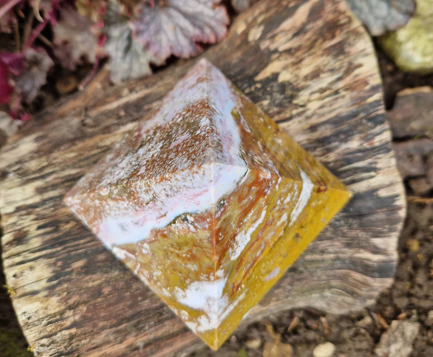 Beautiful large statement ocean jasper pyramid 660g