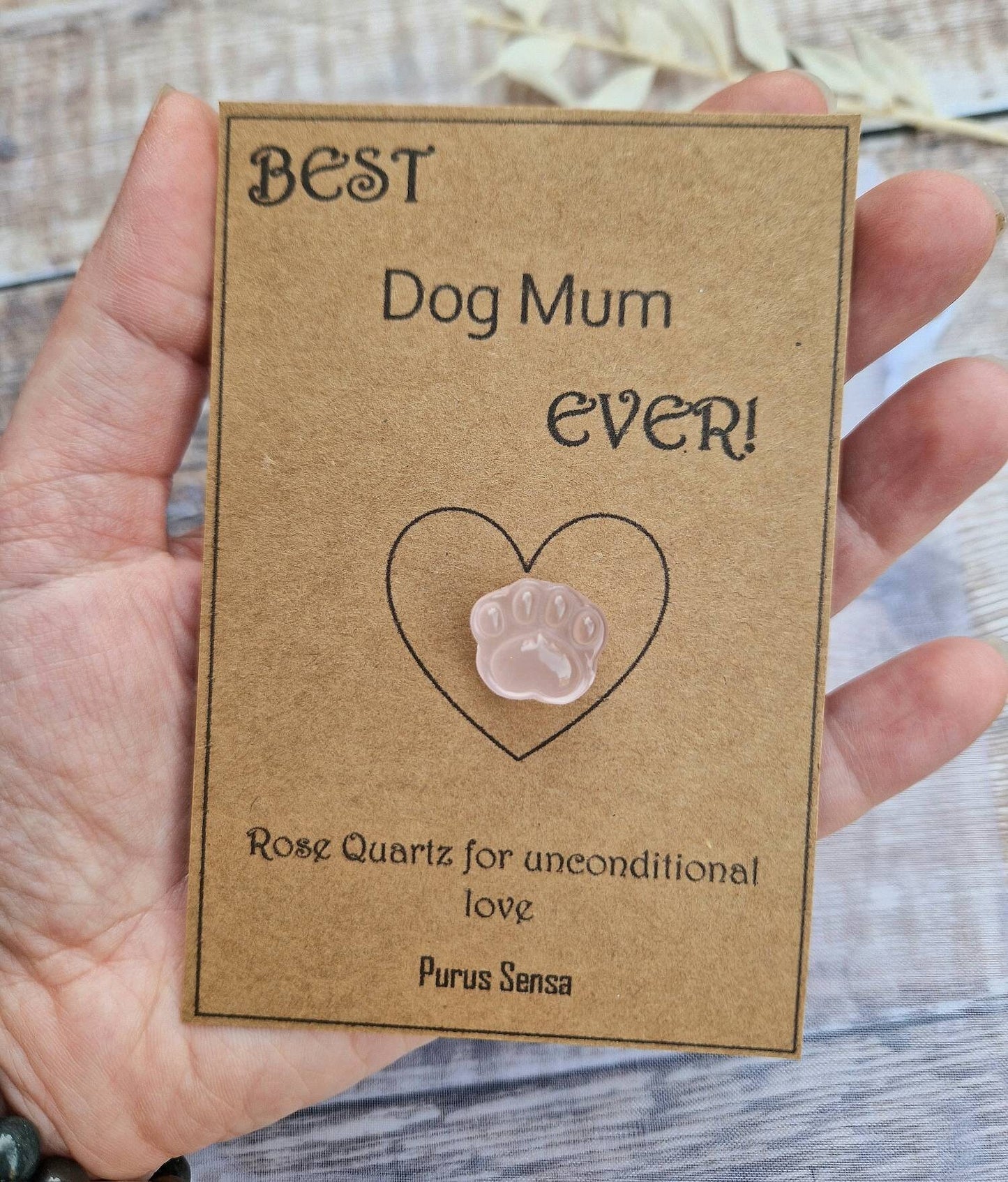 Crystal gift for dog mum. Best dog mum. Rose quartz for dog mum / mummy. Keep sake gift.