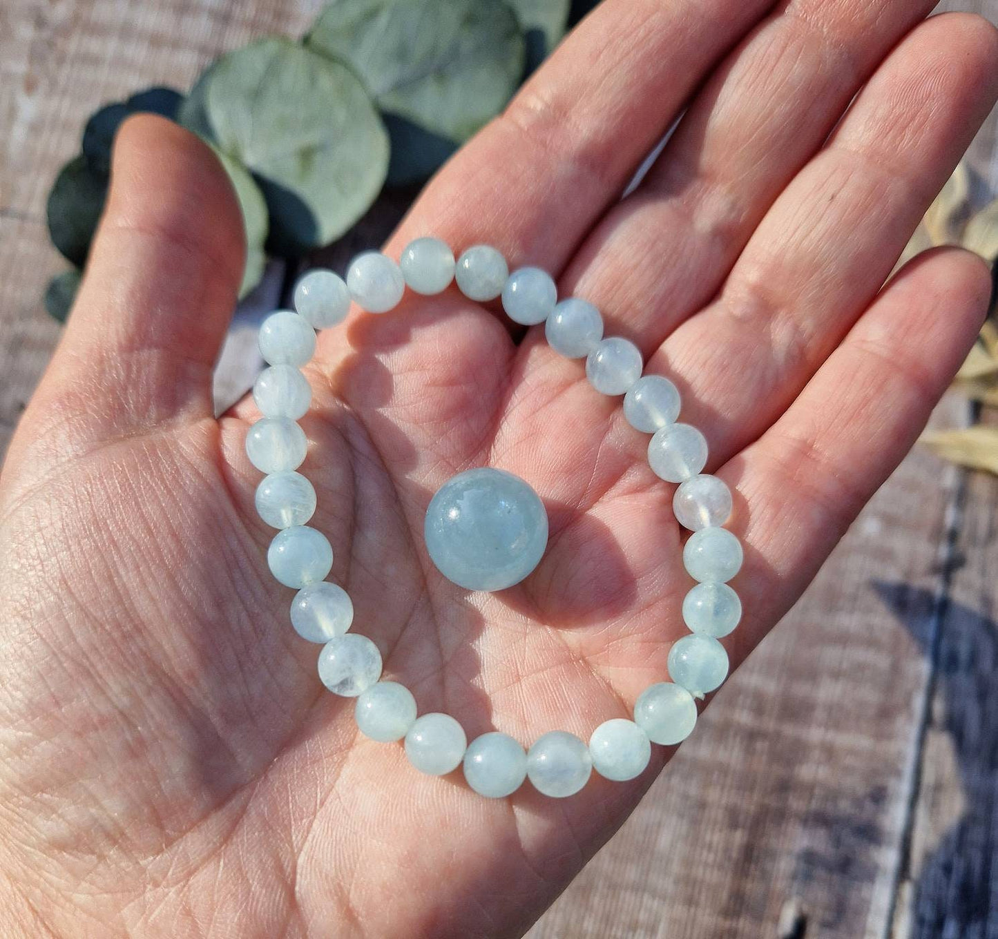 Beautiful aquamarine bracelet and mini sphere set