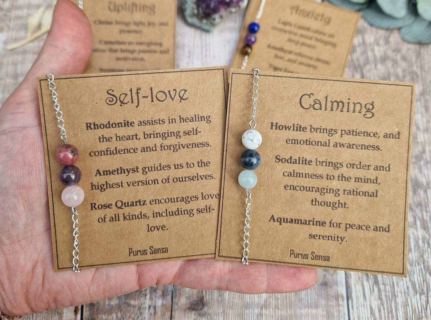 3 bead crystal bracelet collection. Cord, silver or rose gold chain. Anxiety, bestie, grief, protection, good luck and many more