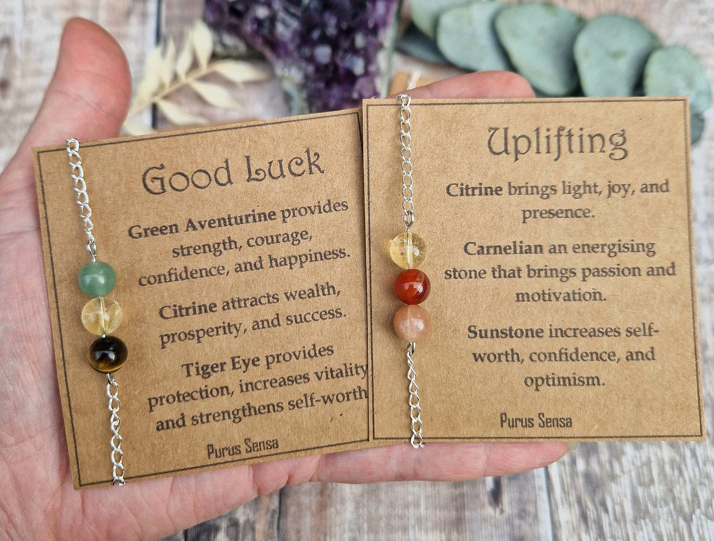 3 bead crystal bracelet collection. Cord, silver or rose gold chain. Anxiety, bestie, grief, protection, good luck and many more