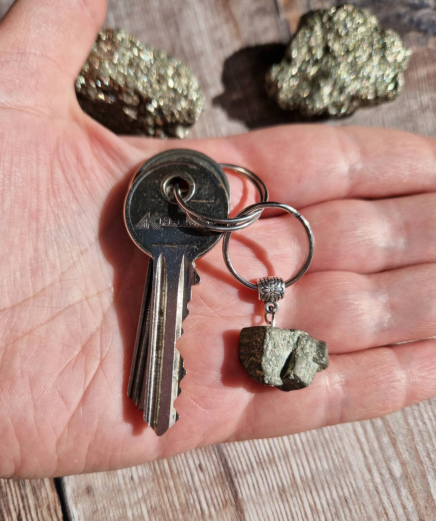 Fools gold Pyrite keyring gift