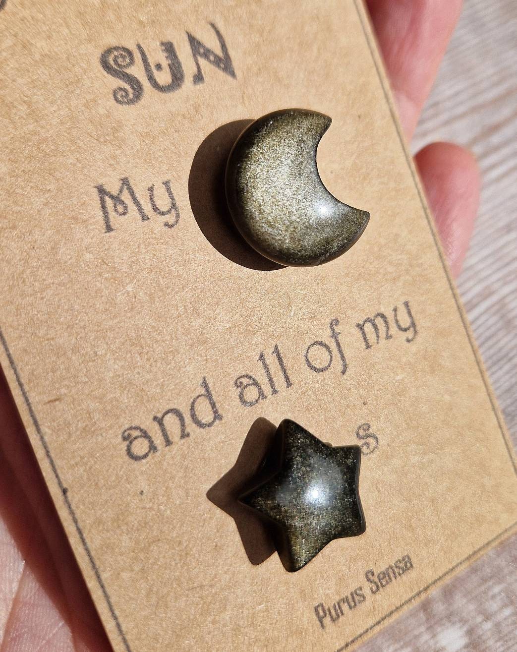 Obsidian sun, moon and stars crystal gift