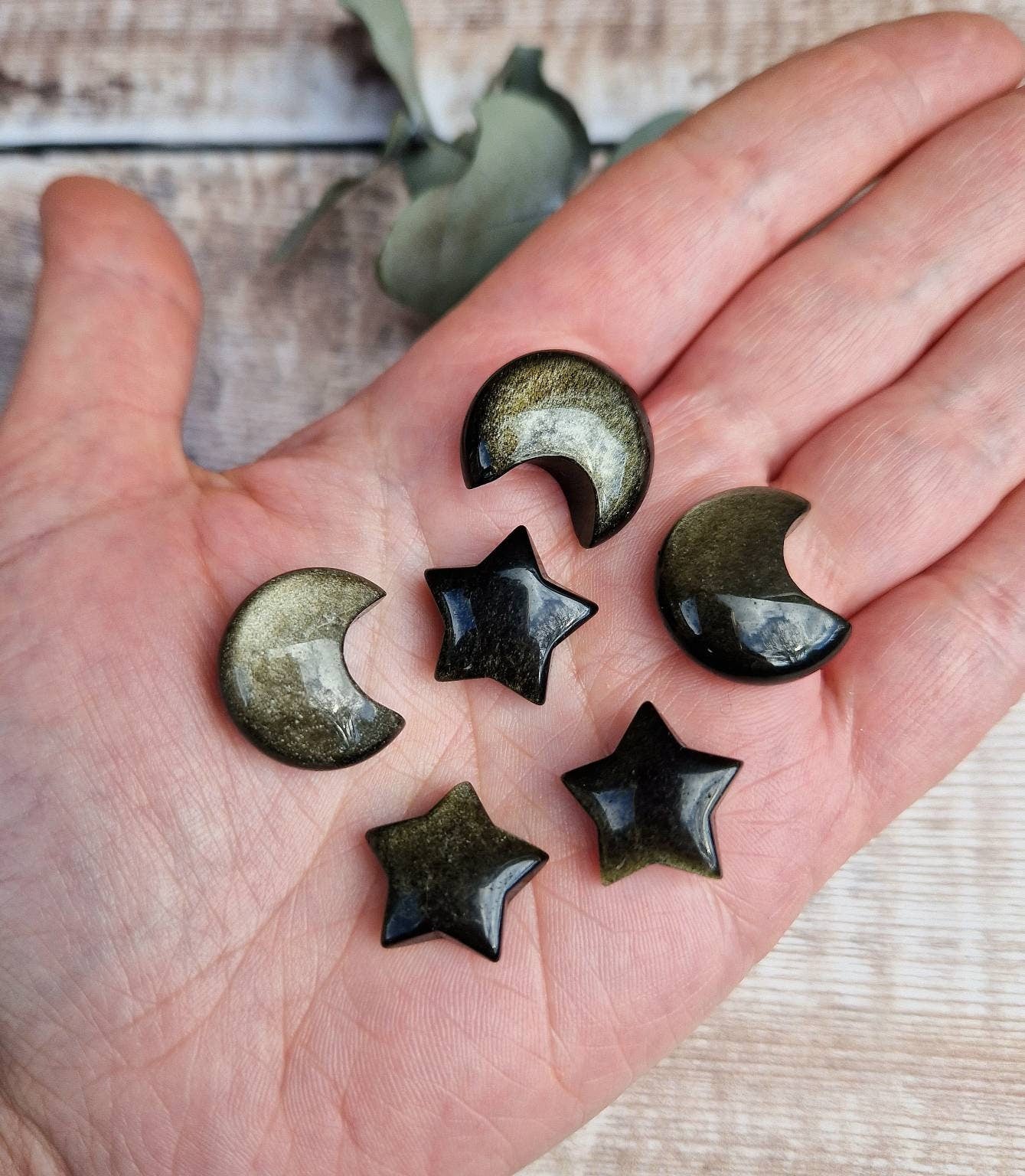 Obsidian sun, moon and stars crystal gift