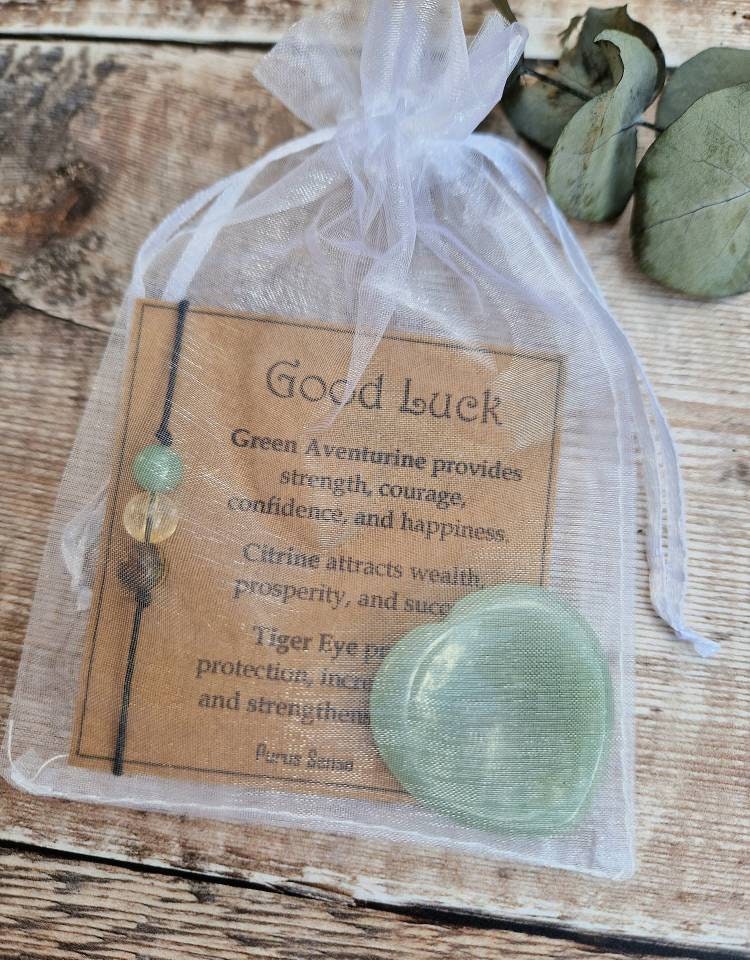 GOOD LUCK crystal cord, silver or rose gold chain bracelet / anklet and thumb stone set