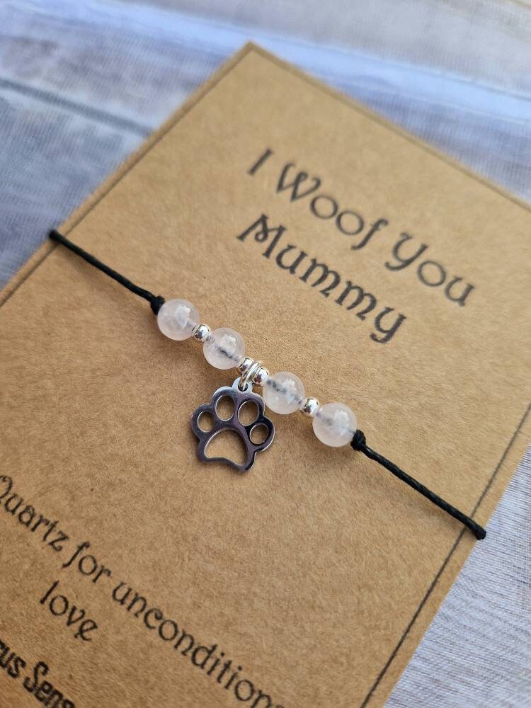 Rose Quartz Dog mum crystal bracelet / anklet Gift