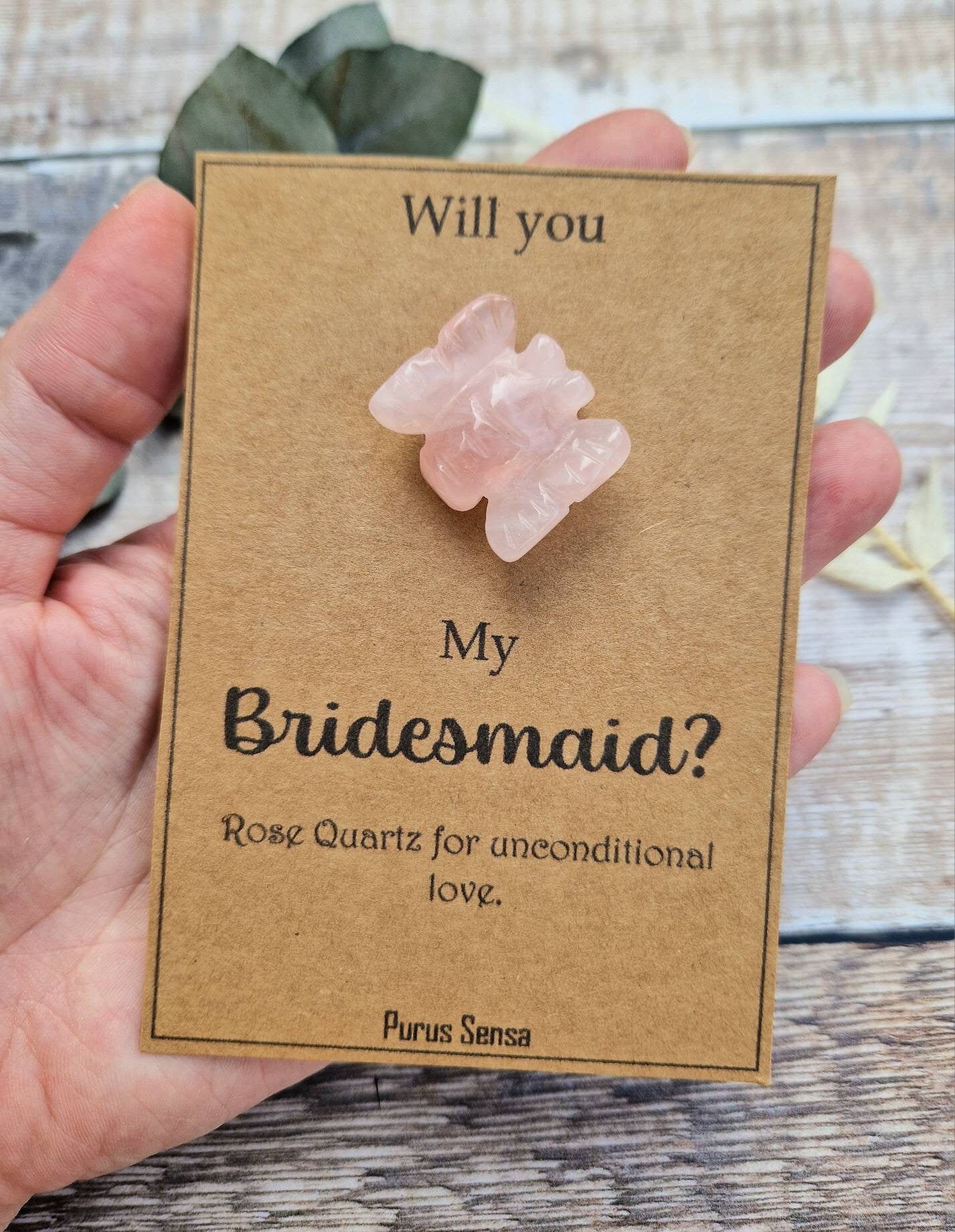 Rose quartz bridesmaid / maid of honour / flower girl gift