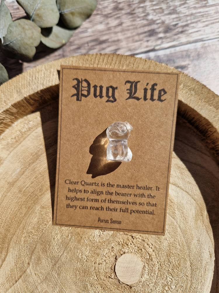 Pug crystal. Pug gift. Gift for Pug lover. Clear quartz crystal Pug. Pug life
