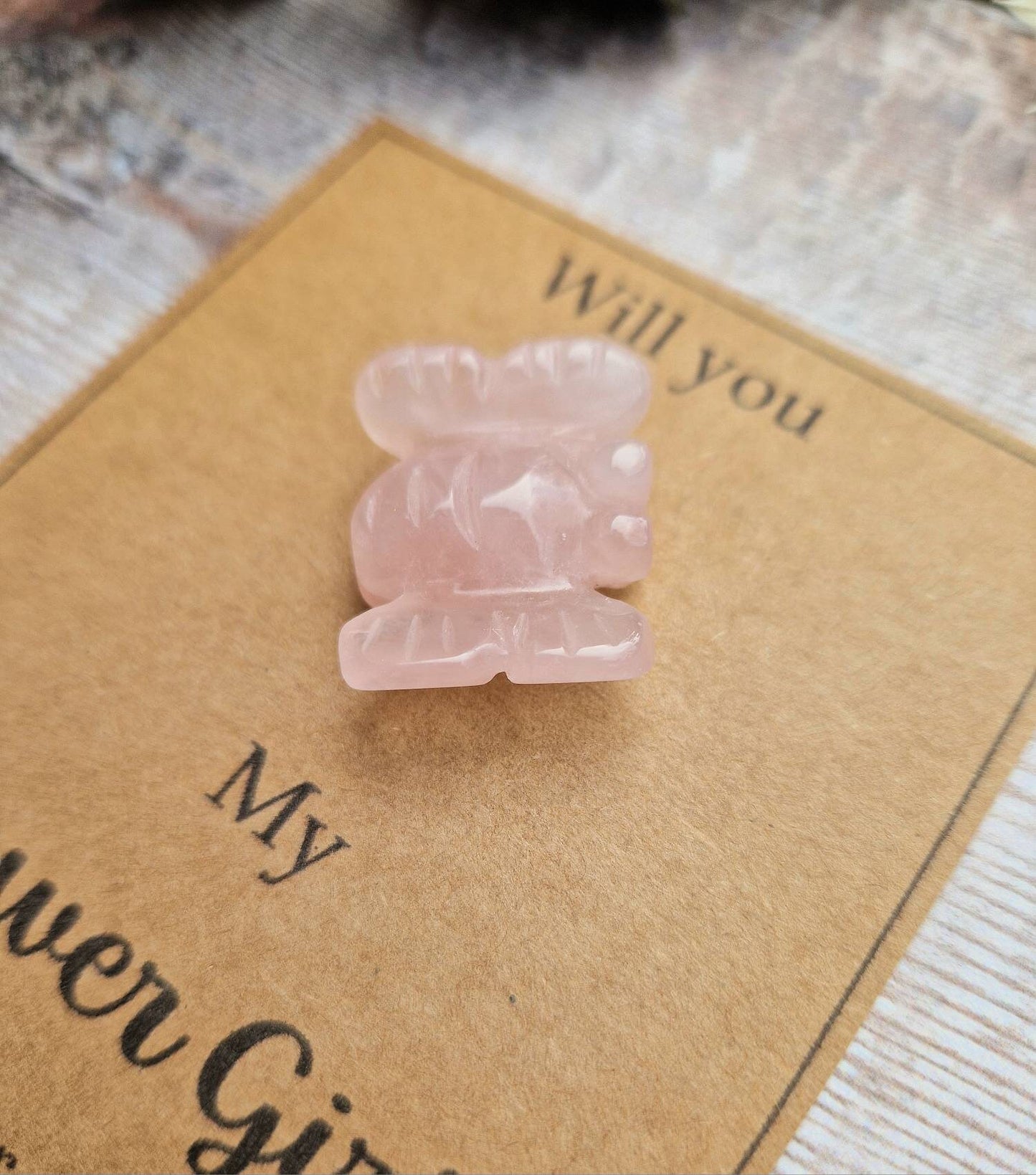 Rose quartz bridesmaid / maid of honour / flower girl gift