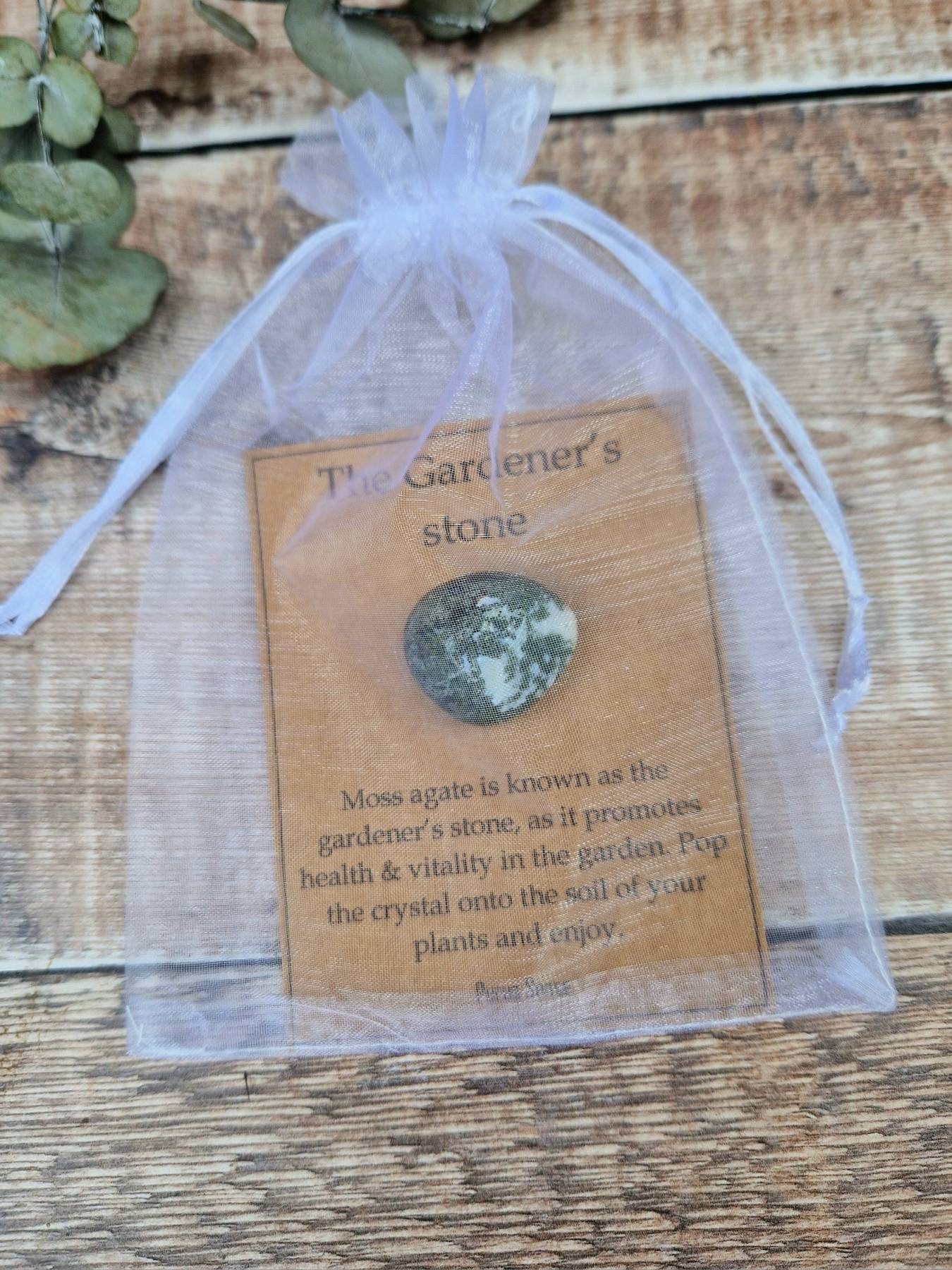 Moss agate gardeners stone crystal for the garden