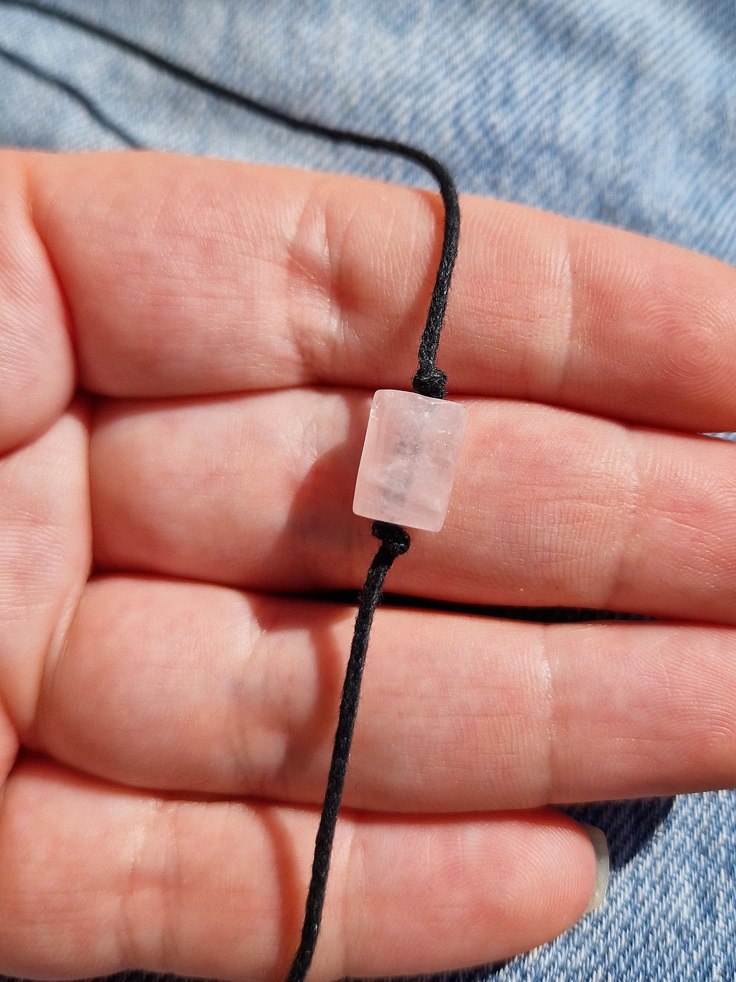 Beautiful Apatite Sunstone Aquamarine Rose crystal cord anklet
