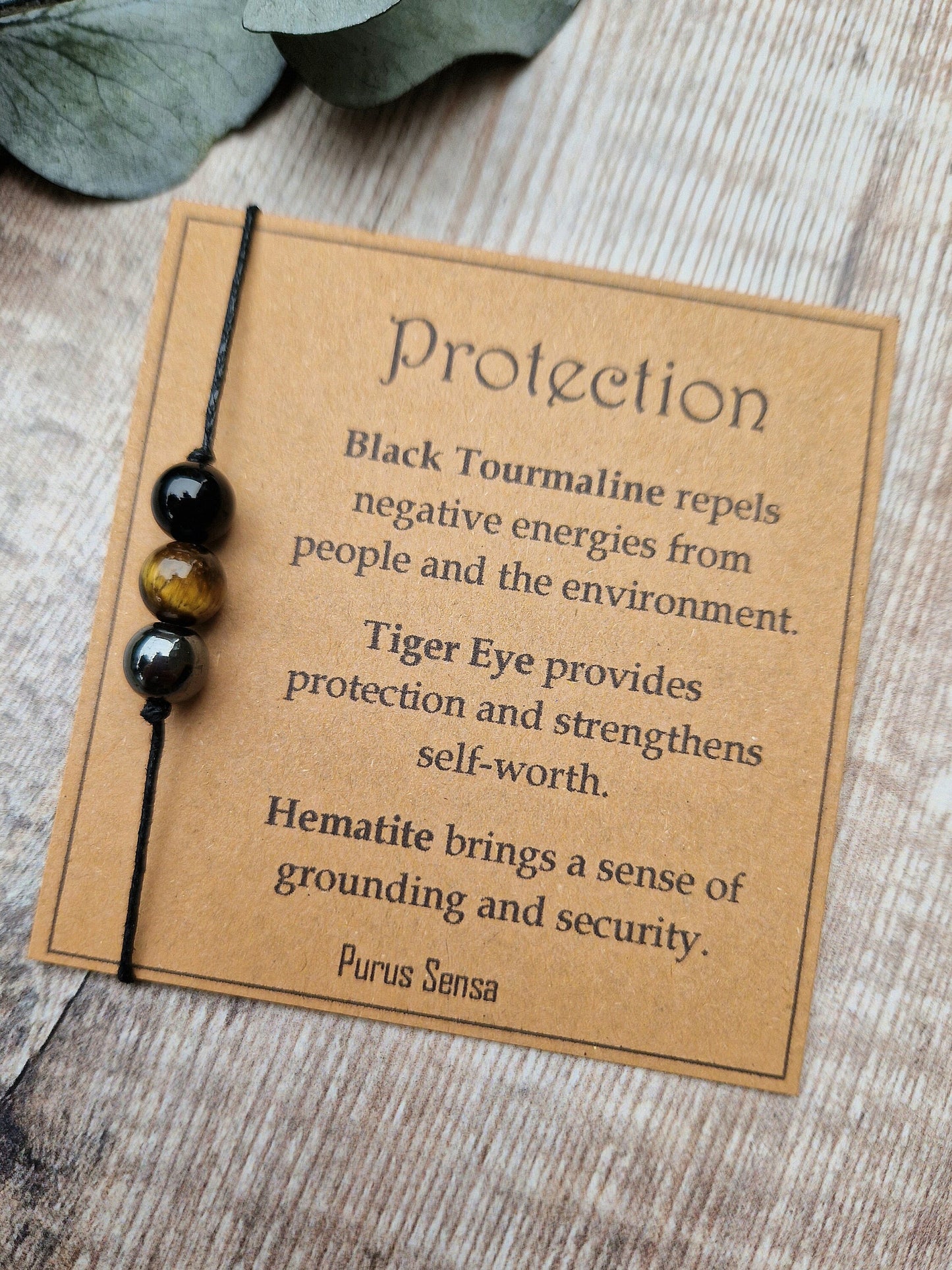 PROTECTION crystal cord, silver or rose gold chain bracelet and thumbstone set